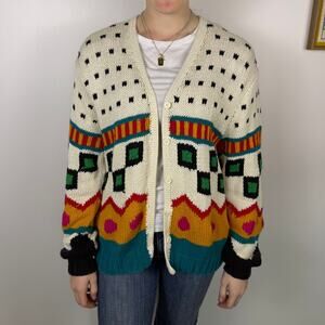 VINTAGE 90S CIAOSPORT colorful sweater cardigan size medium